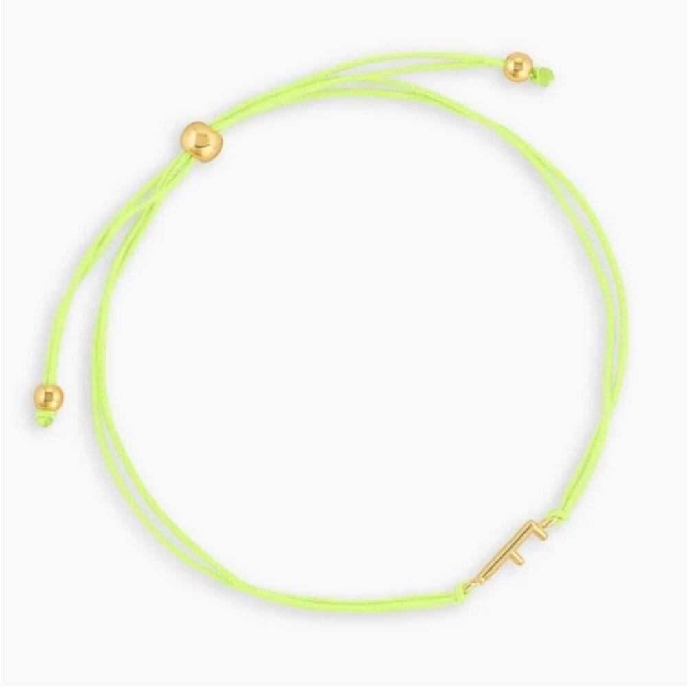 Gorjana alphabet prism bracelet neon yellow adjustable string 18k gold plated F